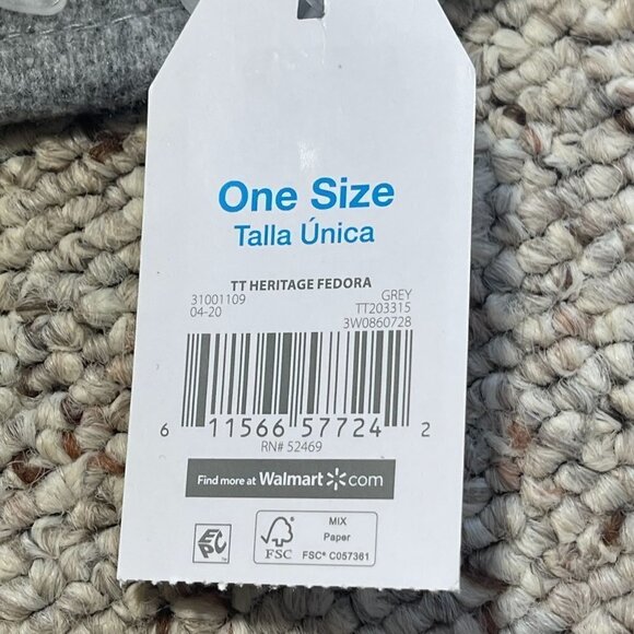 NWT Time and Tru Heather Gray Banded Fedora Hat One Size Adjustable - Picture 8 of 10